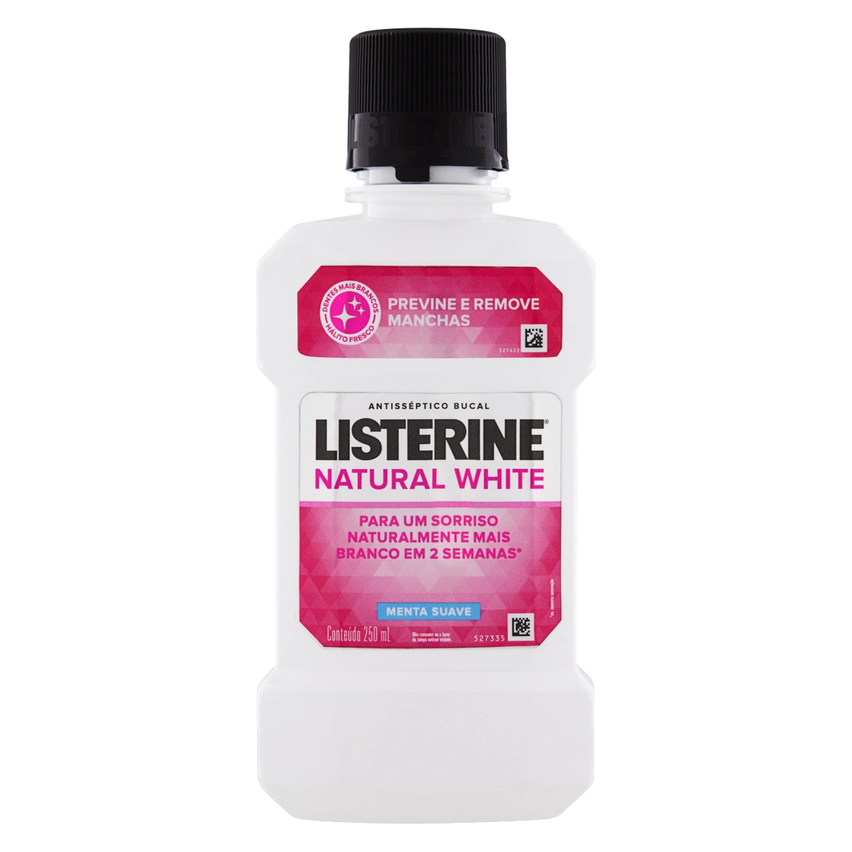 Enxaguante Bucal Antisséptico Menta Suave Listerine Natural White Frasco 250ml