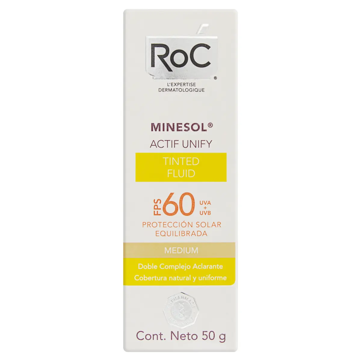 Protetor Solar Tinted Fluid Fps 60 Roc Minesol Actif Unify Caixa 50g