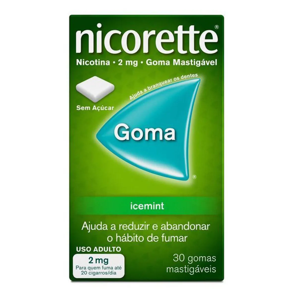 Para Parar de Fumar Nicorette 2mg 30 Goma Mastigáveis