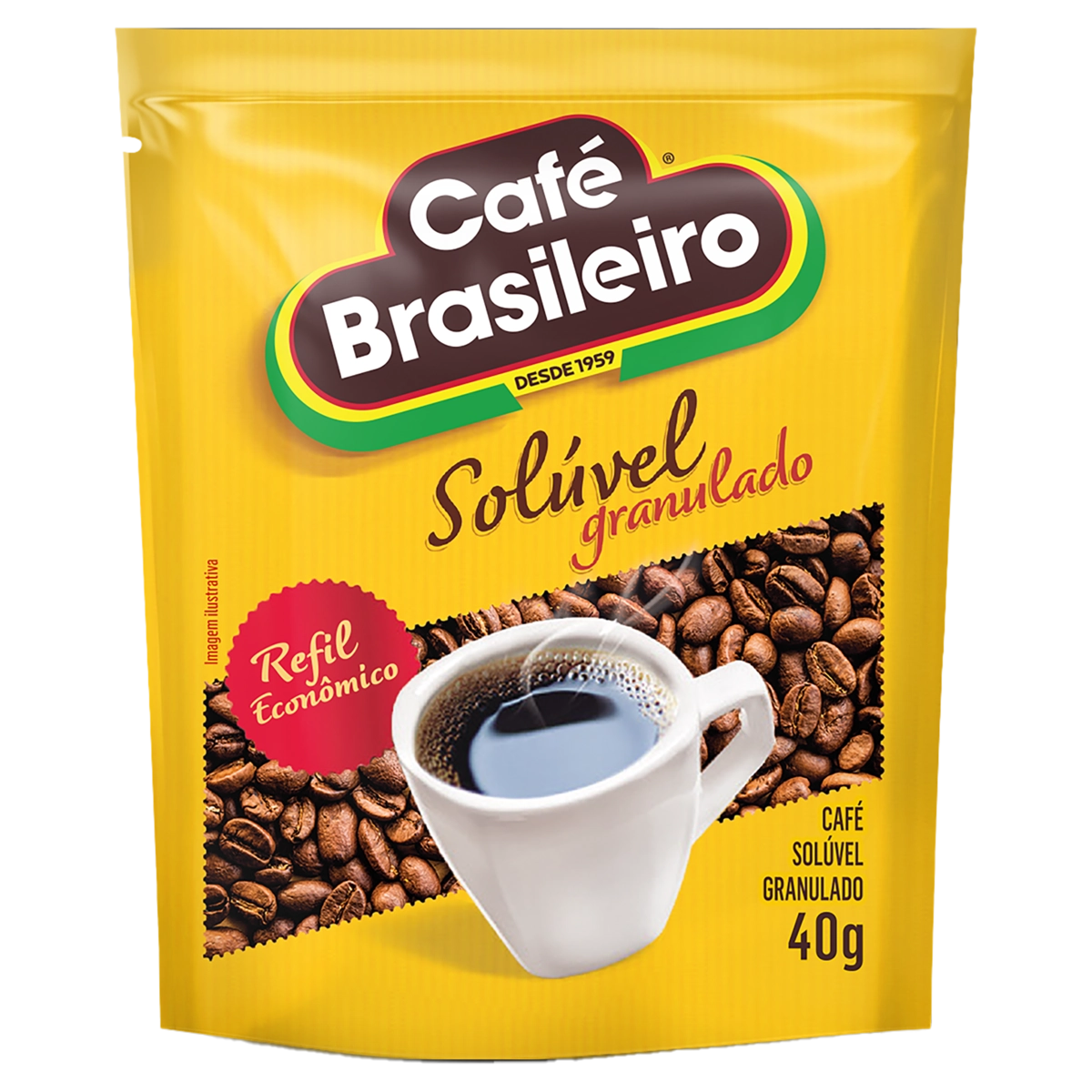 Café Solúvel Granulado Café Brasileiro Sachê 40g Refil Econômico