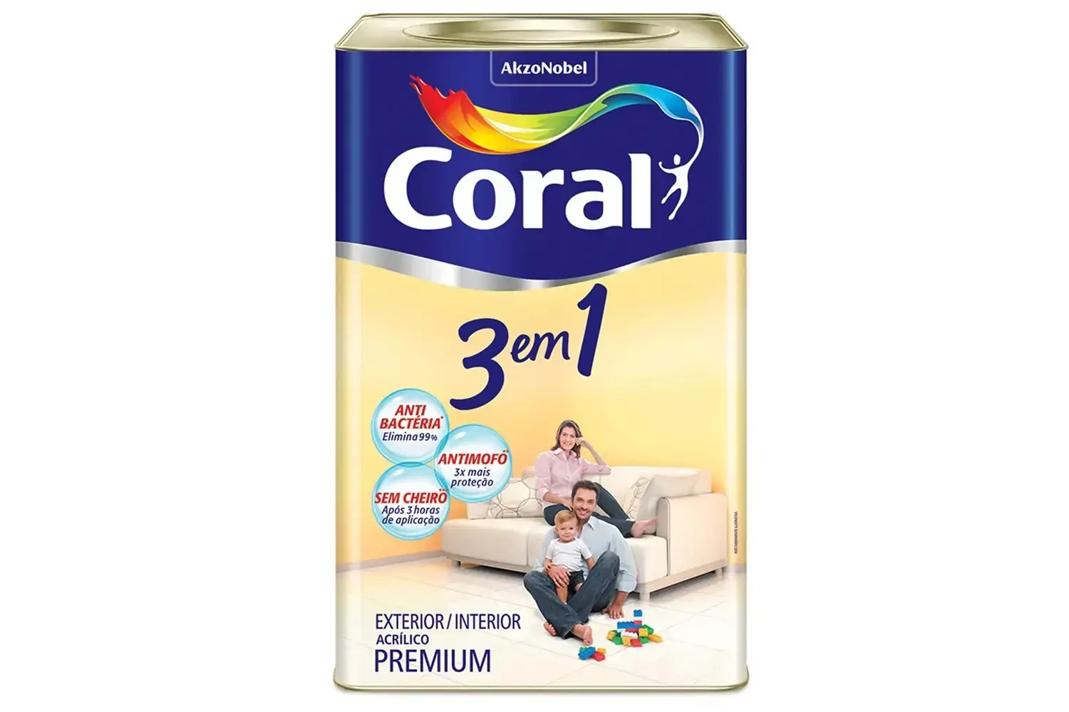 Loja Latex Coral 3 Em 1 Fosco Branco Lt