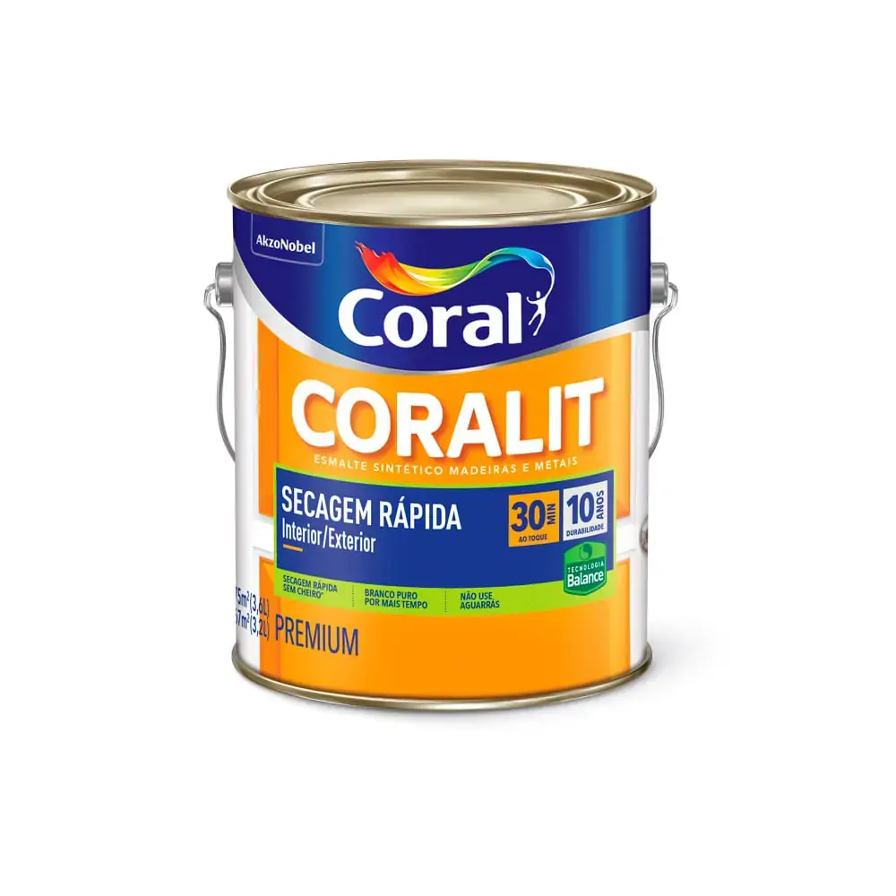 Esmalte Base água Coralit Zero Brilhante Preto 3,6l Coral