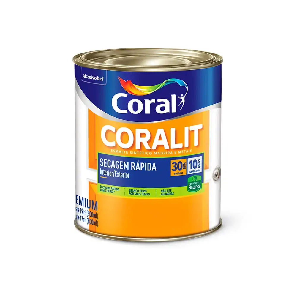 Esmalte Base água Coralit Zero Brilhante Preto 0,9l Coral