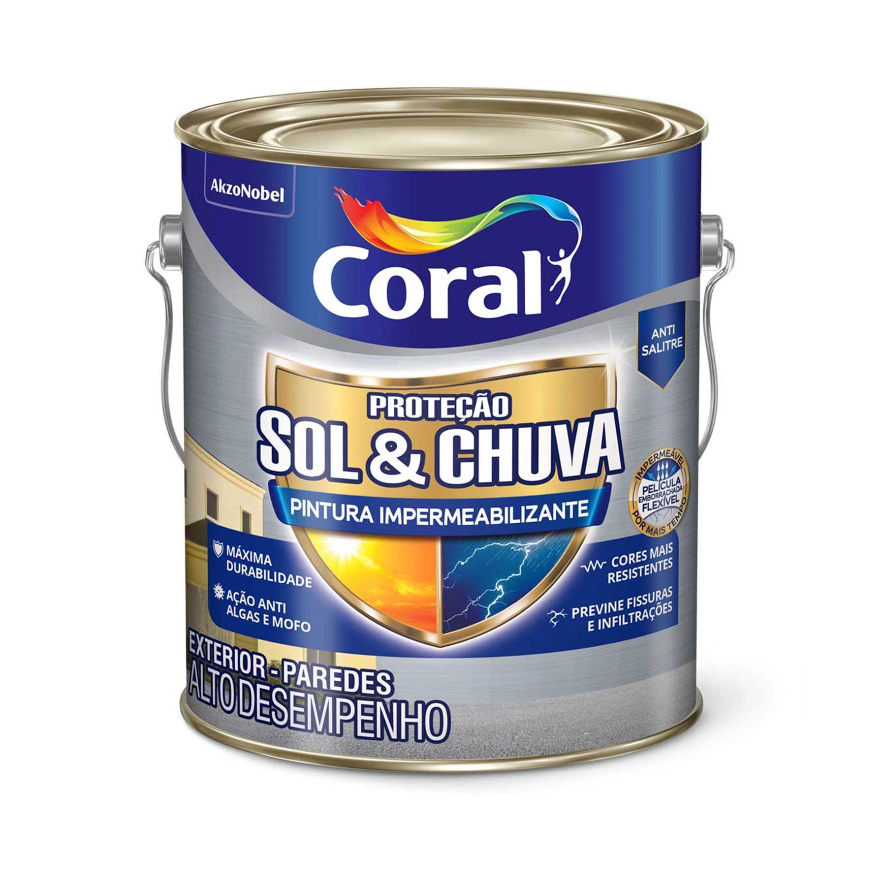Tinta Acrilica Premium Proteção Sol E Chuva Fosco Branco 3,6l Coral