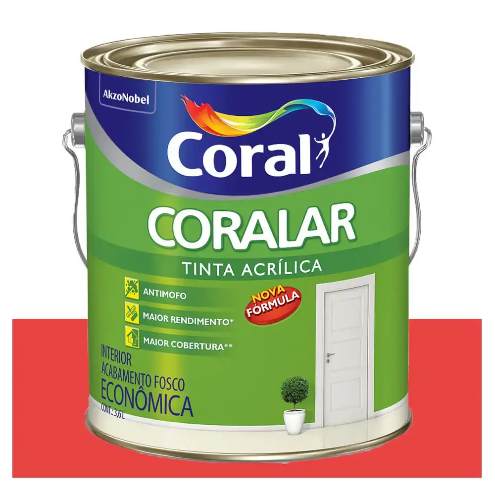 Tinta Latex Acrilico Coralar Fosco Vermelho Rubi 3,6l Coral