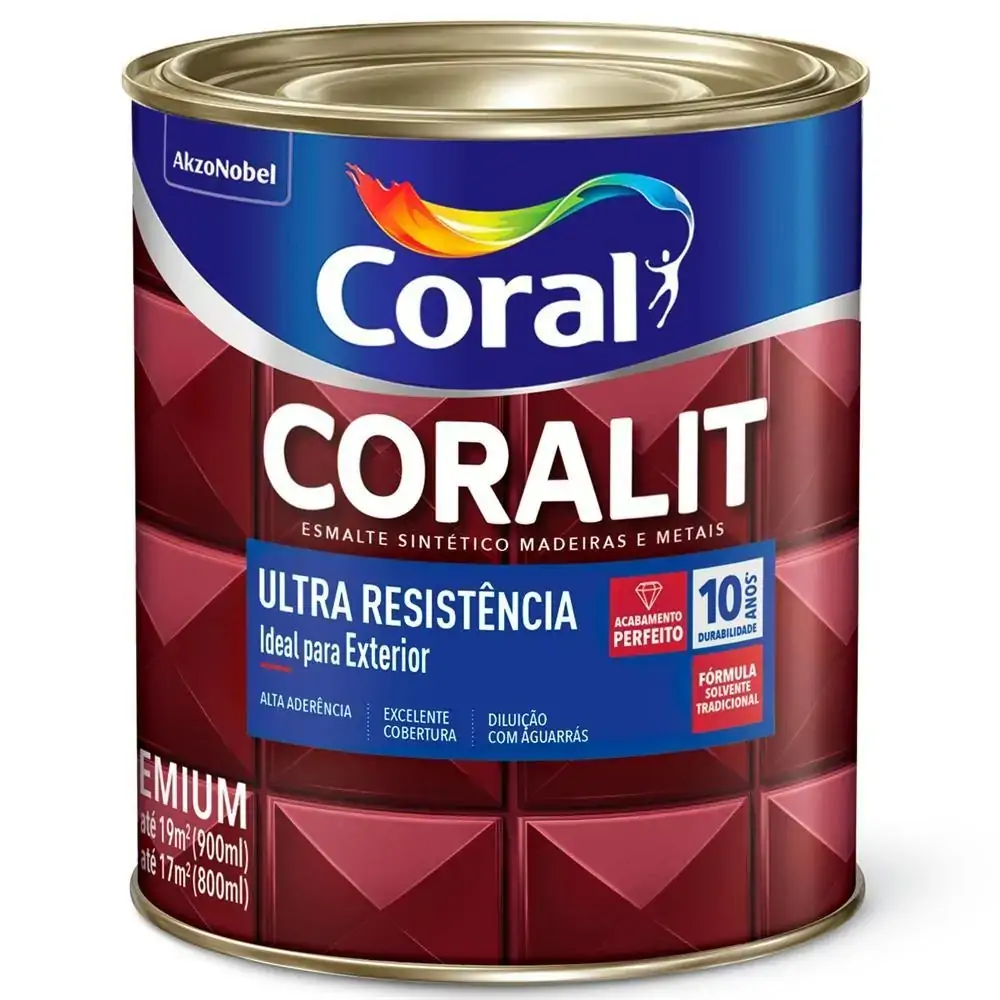 Tinta Esmalte Sintético Premium Brilhante Coralit Tradicional - Cinza médio