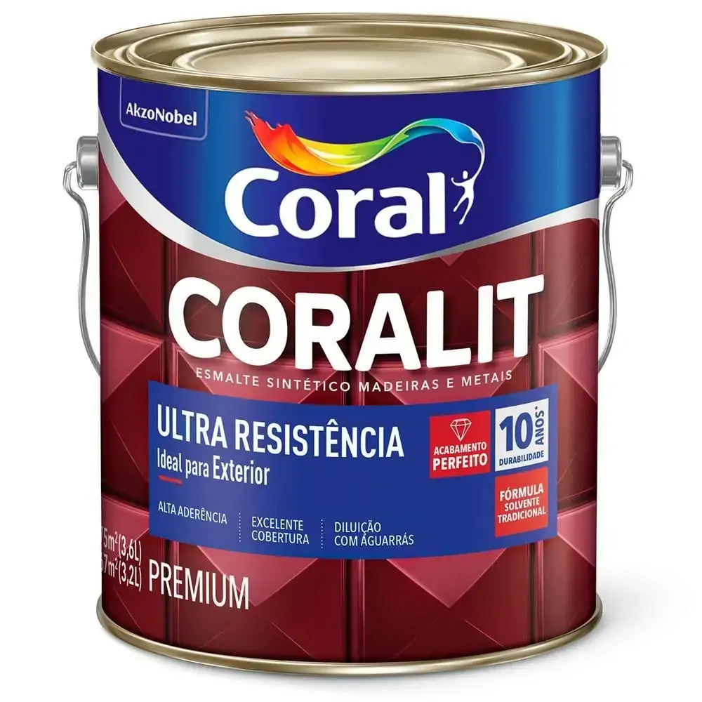 Tinta Esmalte Coralit Brilhante Verde Folha 3,6 Litros