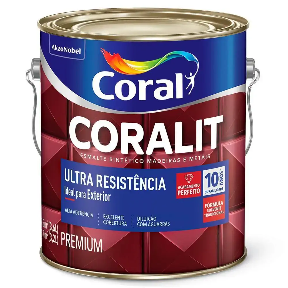 Tinta Esmalte Coralit Acetinado Platina 3,6 Litros