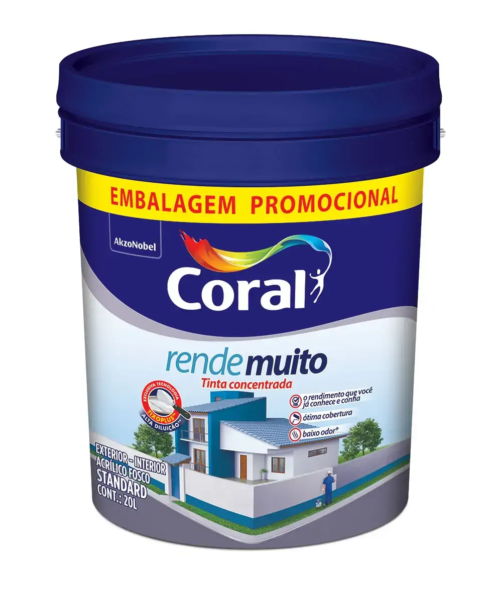 Tinta Acrílica Fosca Standard Rende Muito Branco 20 Litros
