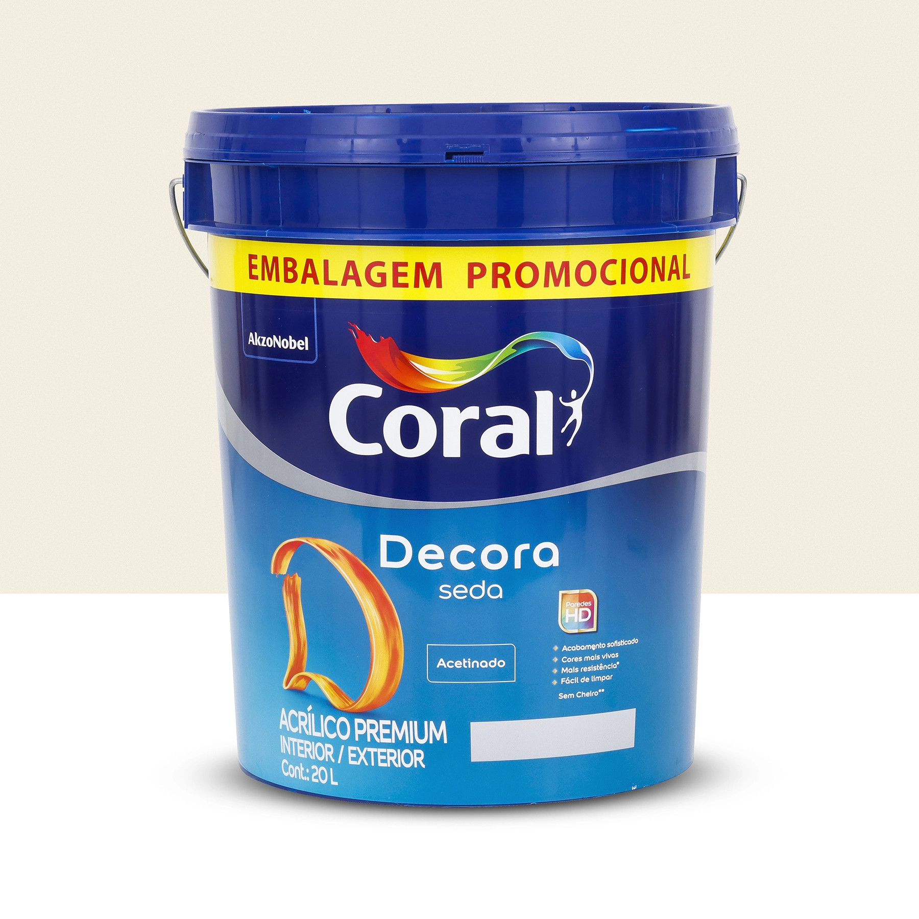 Tinta Acrílica Acetinada Decora Seda Premium Interior e Exterior Branco 20 L Coral
