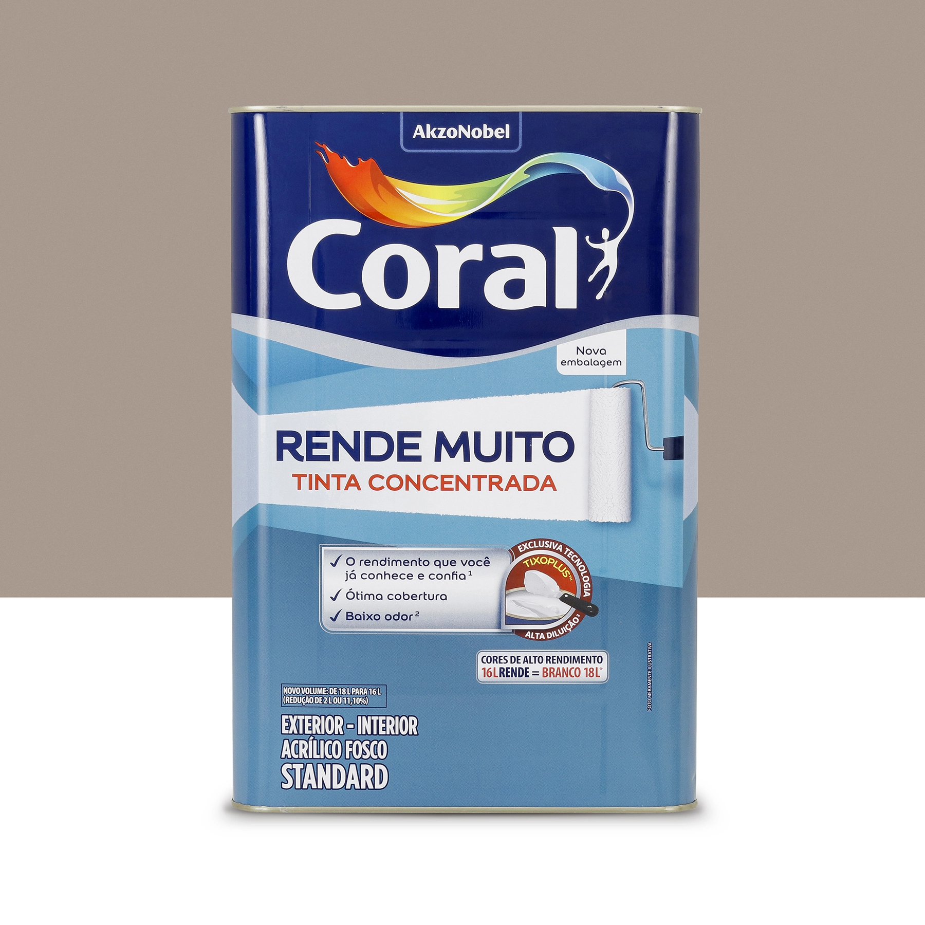 Tinta Acrílica Fosca Rende Muito Standard Interior e Exterior Madeira Acinzentada 16 L Coral