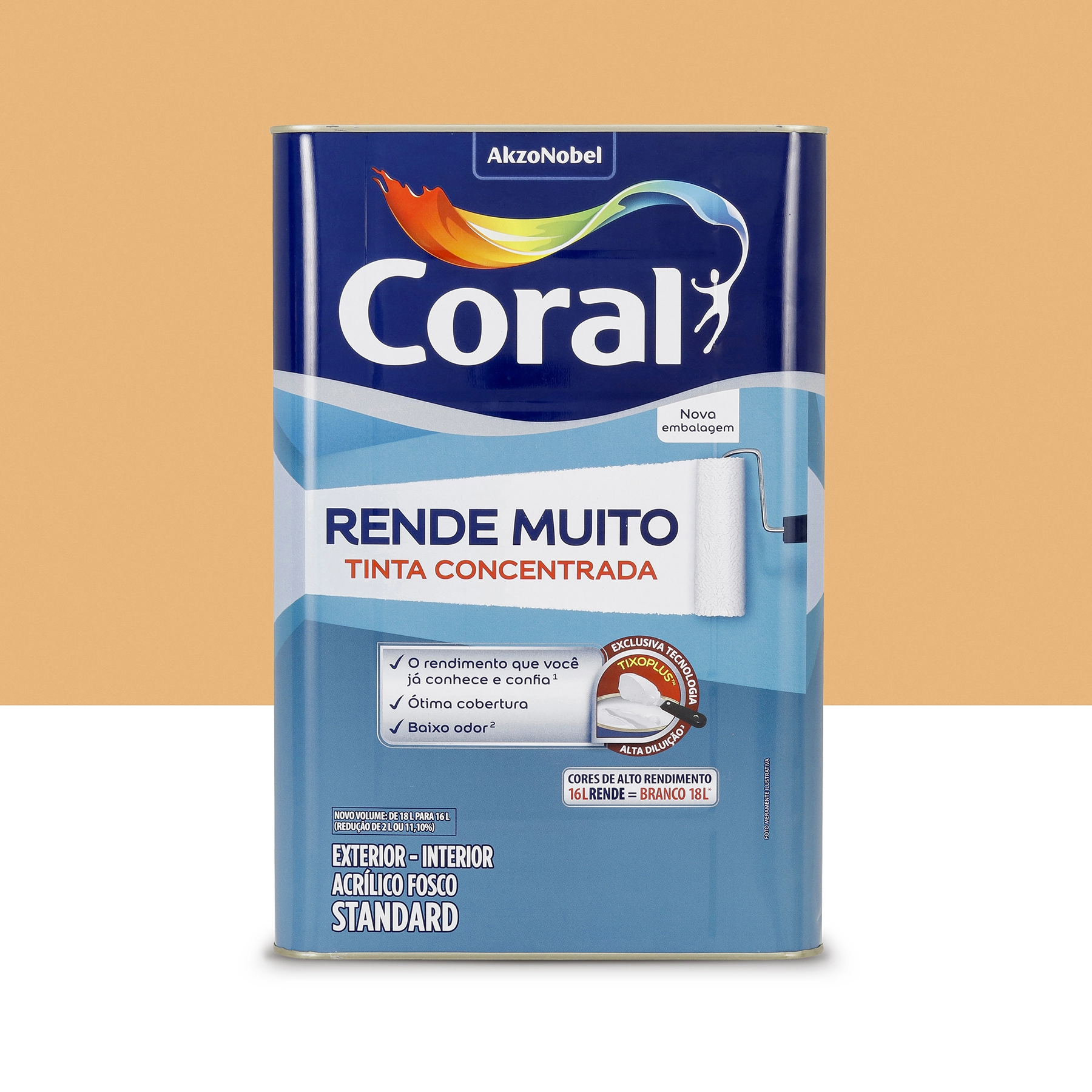 Tinta Acrílica Fosca Rende Muito Standard Interior e Exterior Cromo Suave 16 L Coral