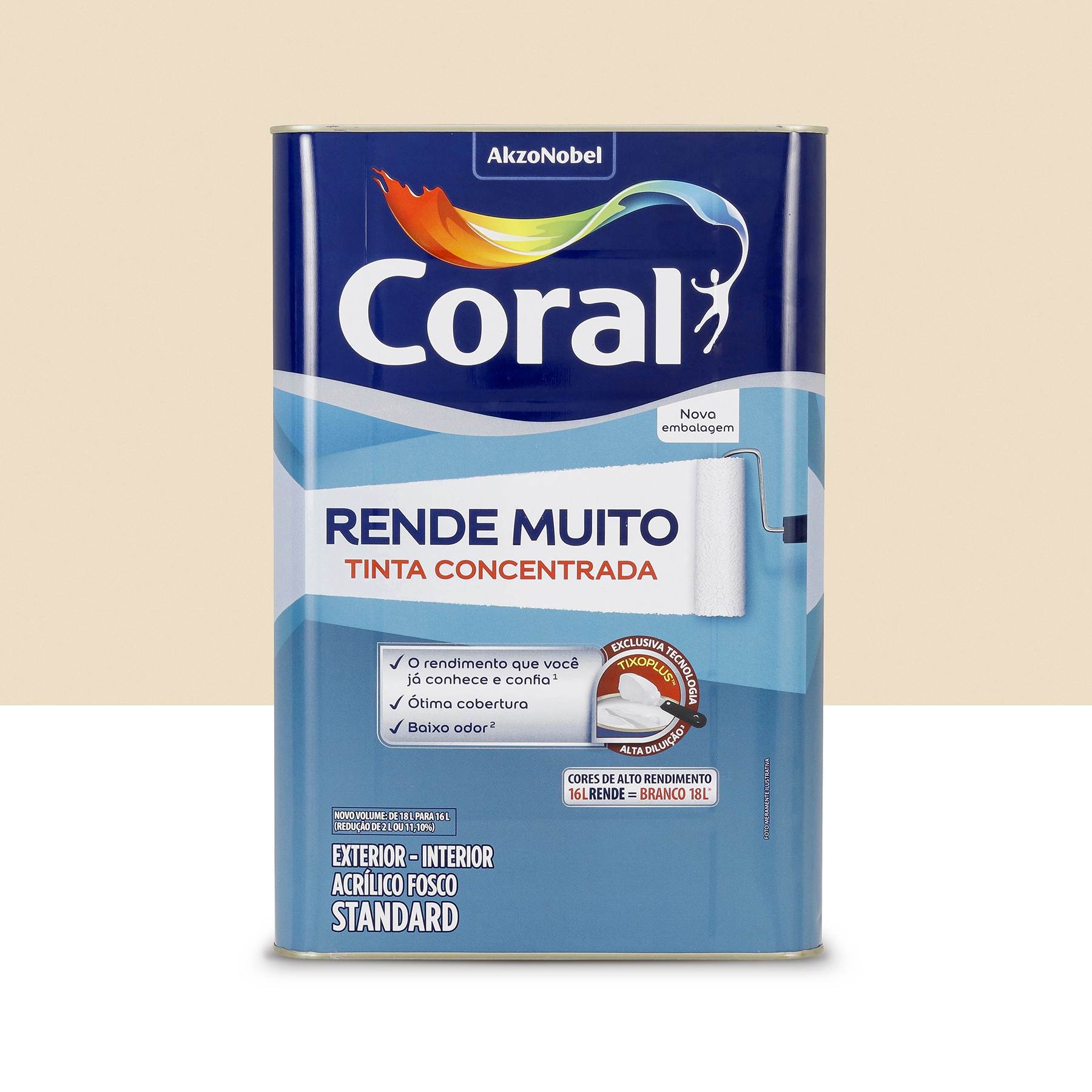 Tinta Acrílica Fosca Rende Muito Standard Interior e Exterior Palha 16 L Coral