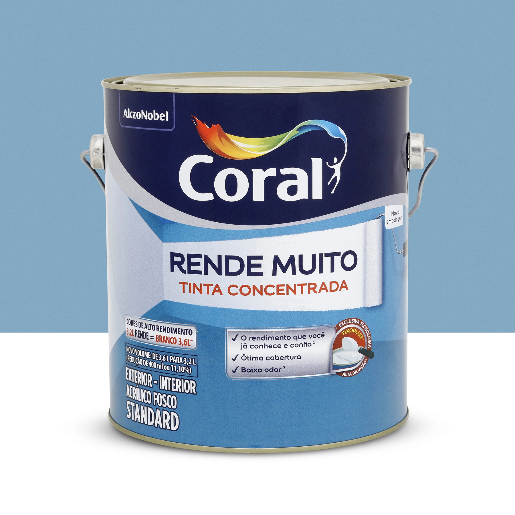Tinta Acrílica Fosca Rende Muito Standard Interior e Exterior Azul dos Andes 3,2 L Coral