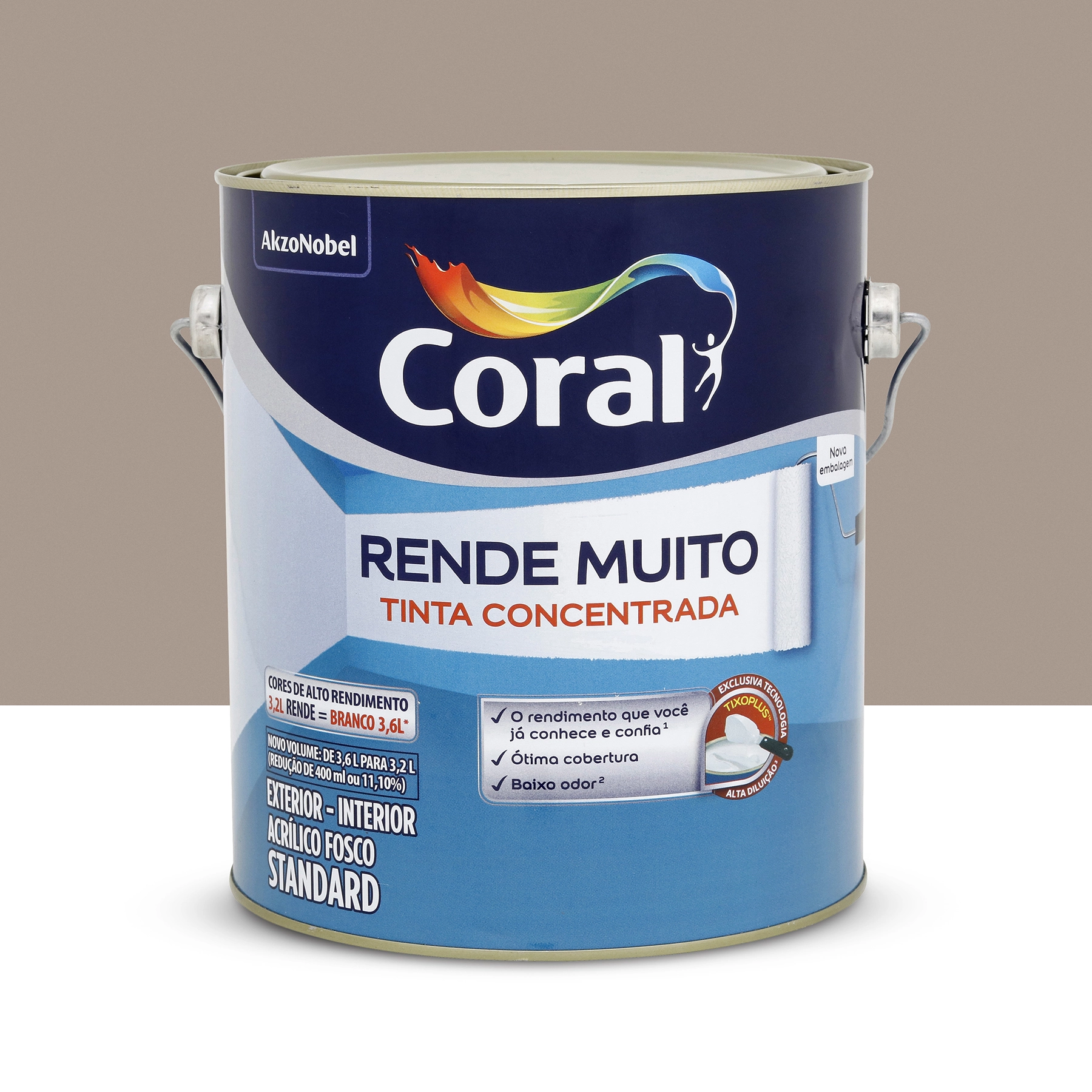Tinta Acrílica Fosca Rende Muito Standard Interior e Exterior Madeira Acinzentada 3,2 L Coral