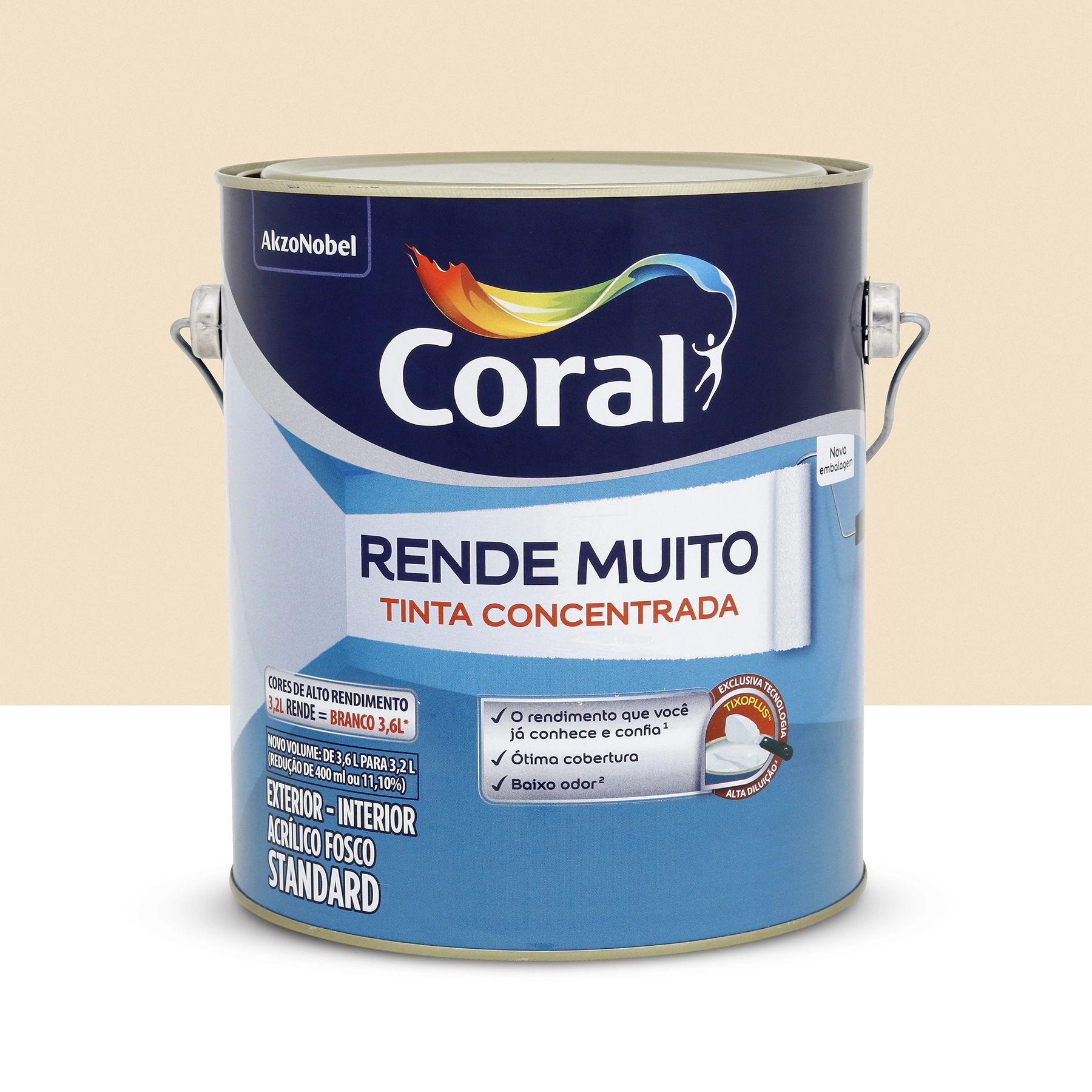 Tinta Acrílica Fosca Rende Muito Standard Interior e Exterior Pérola 3,2 L Coral