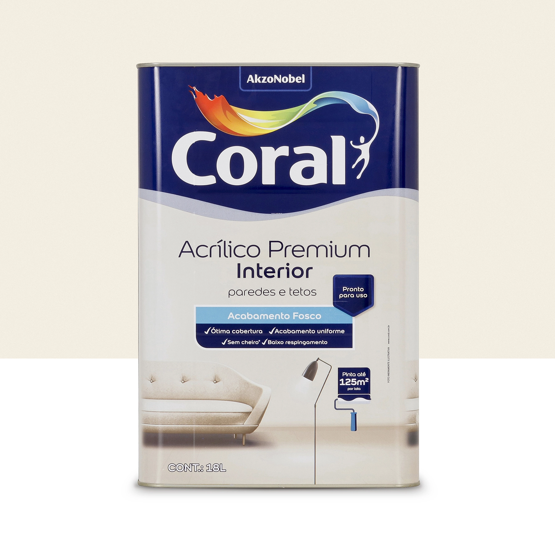 Tinta Acrílico Premium Pronta para Uso Interior Fosca Branco 18 L Coral
