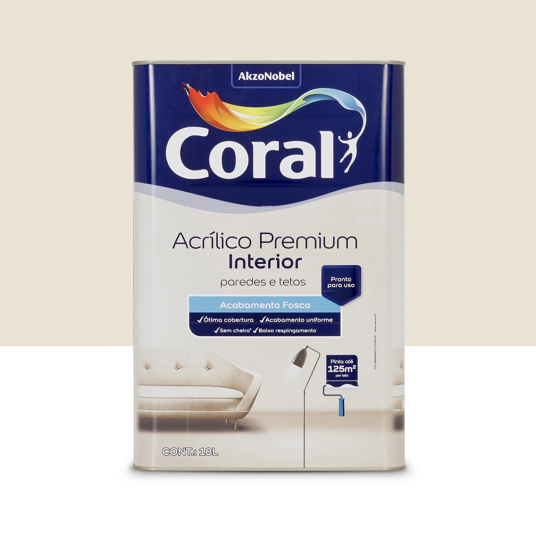 Tinta Acrílico Premium Pronta para Uso Interior Fosca Algodão Egípcio 18 L Coral