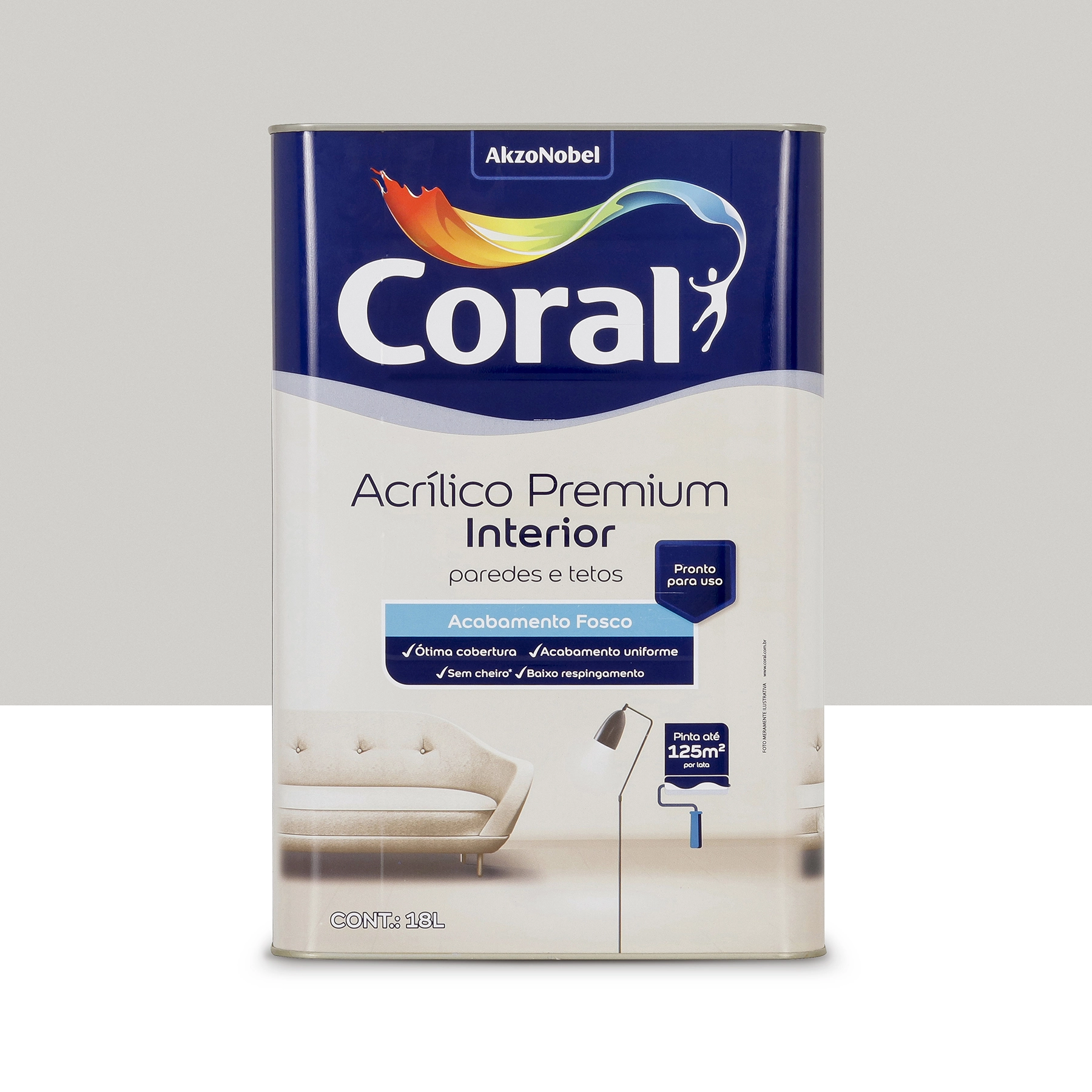 Tinta Acrílico Premium Pronta para Uso Interior Fosca Crômio 18 L Coral