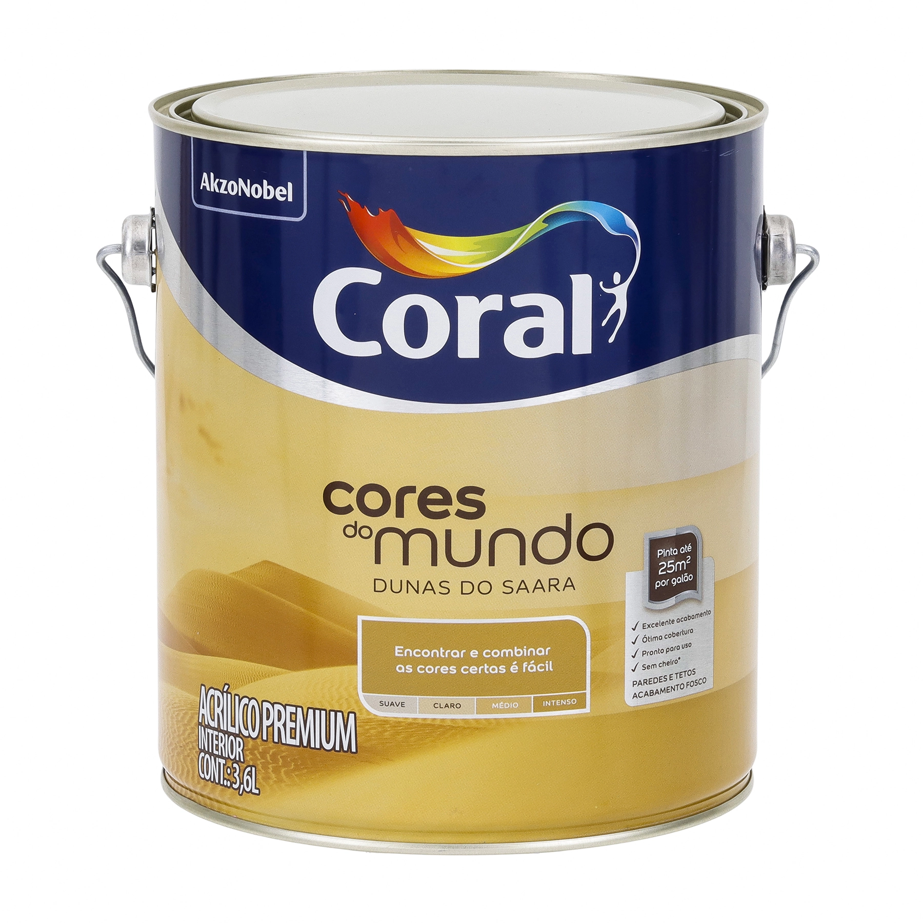 Tinta Acrílica Fosca Pronta para Uso Cores do Mundo Premium Interior Dunas Do Saara Médio 3,6 L Coral