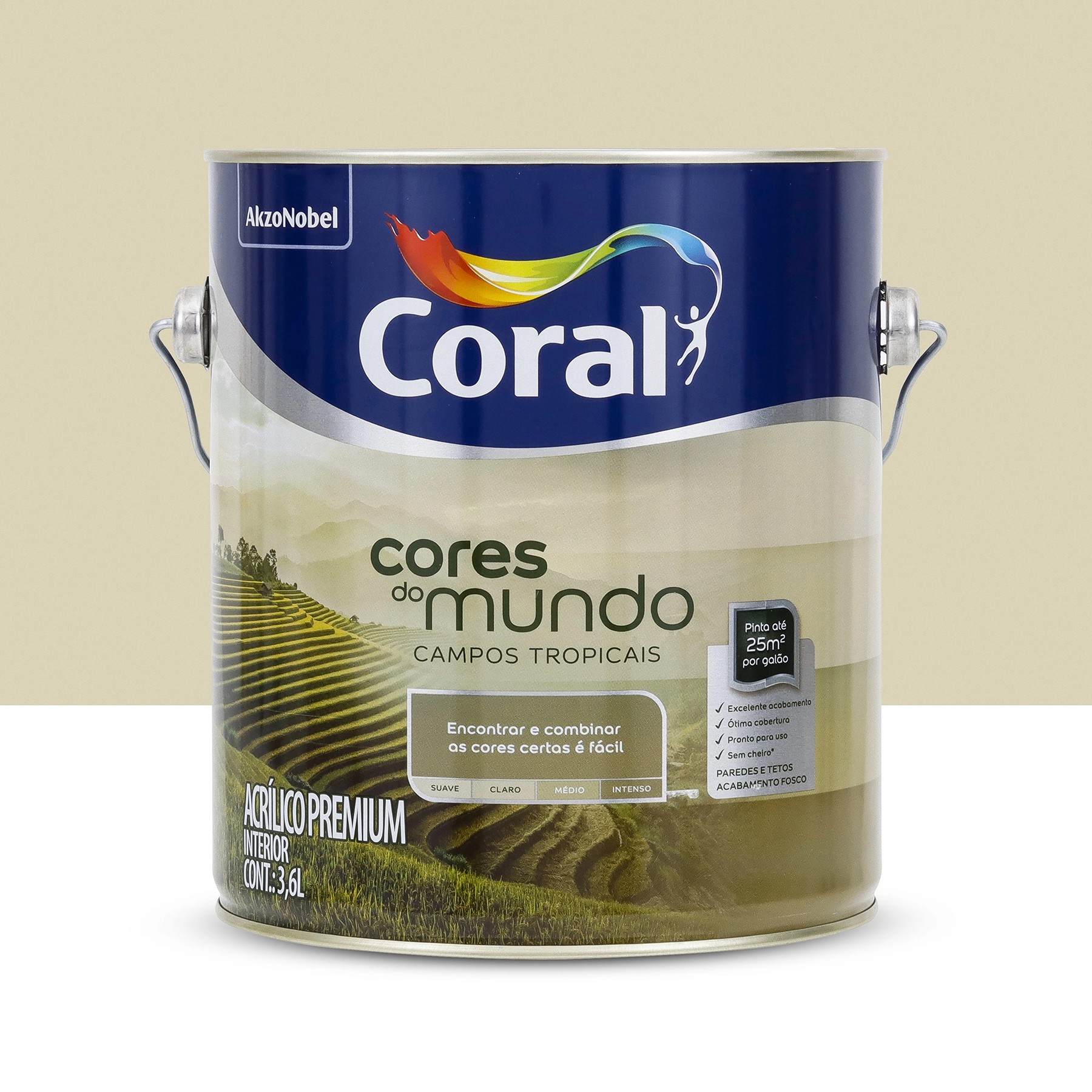 Tinta Acrílica Fosca Pronta para Uso Cores do Mundo Premium Interior Campos Tropicais Claro 3,6 L Coral