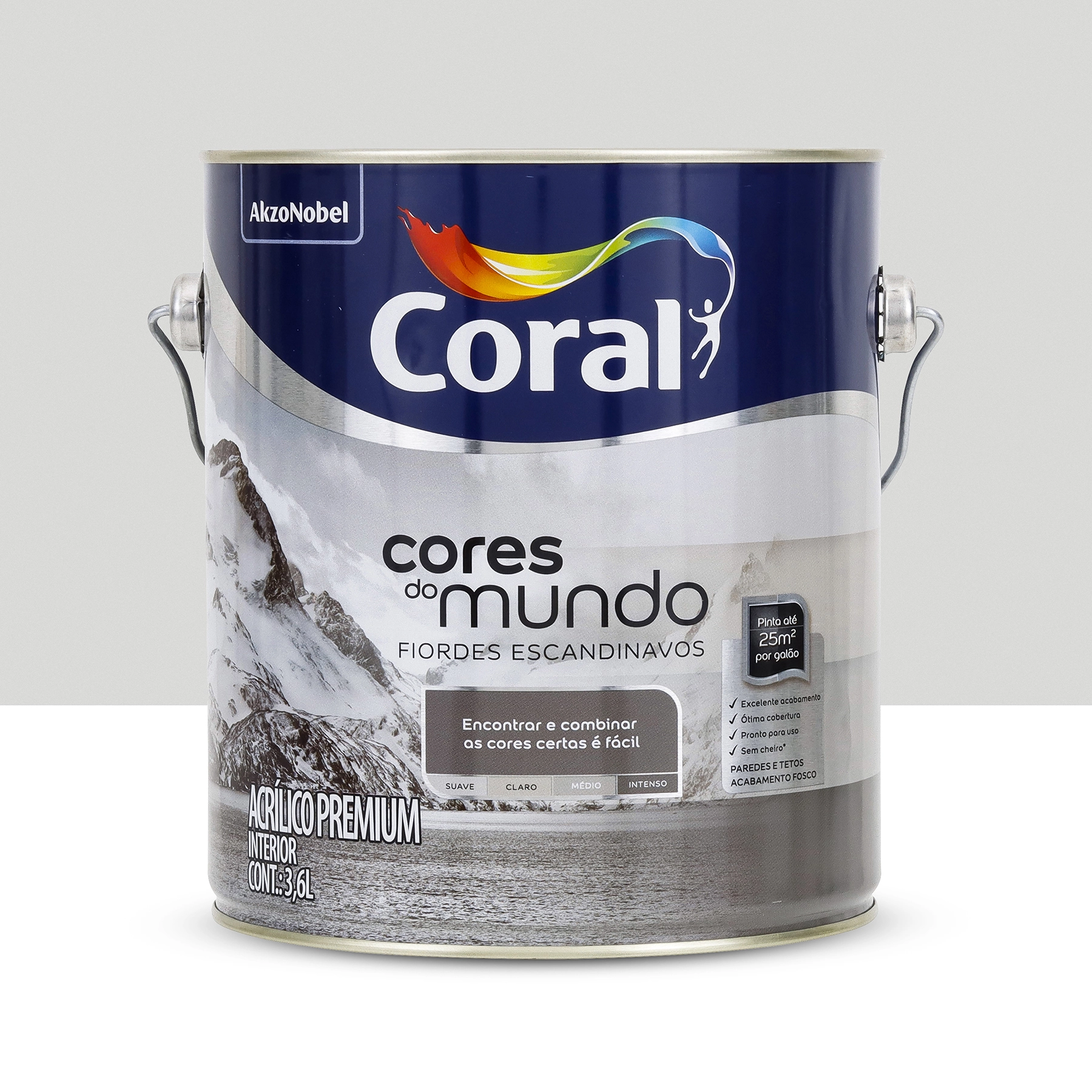 Tinta Acrílica Fosca Pronta para Uso Cores do Mundo Premium Interior Fiordes Escandinavos Suave 3,6 L Coral