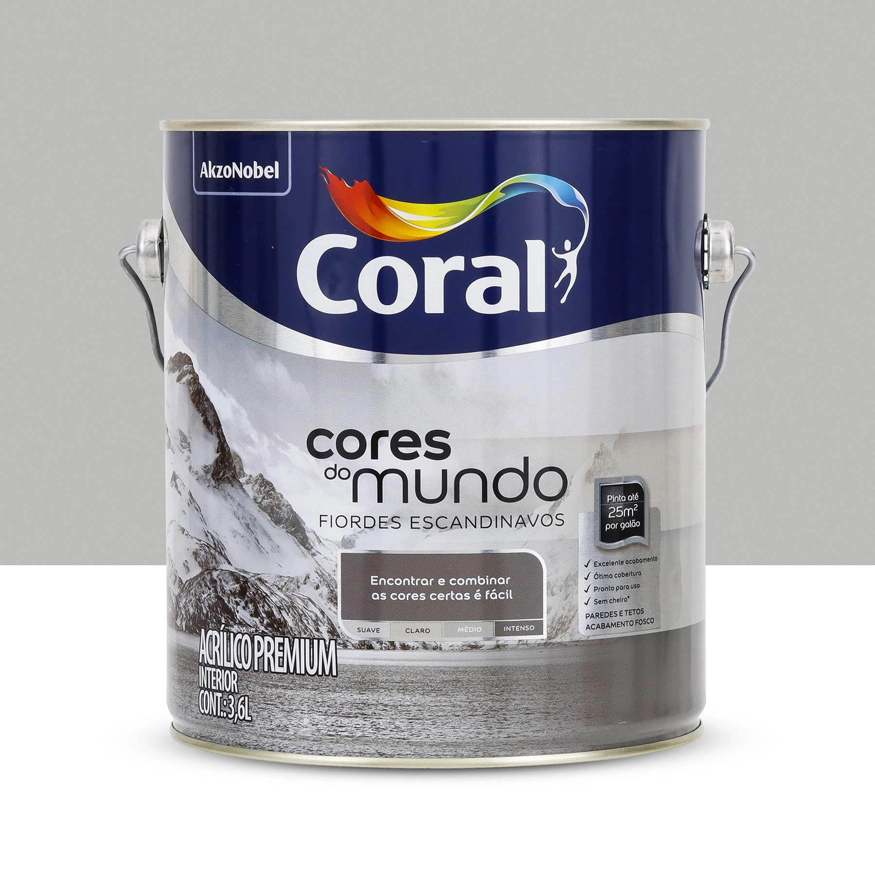 Tinta Acrílica Fosca Pronta para Uso Cores do Mundo Premium Interior Fiordes Escandinavos Médio 3,6 L Coral
