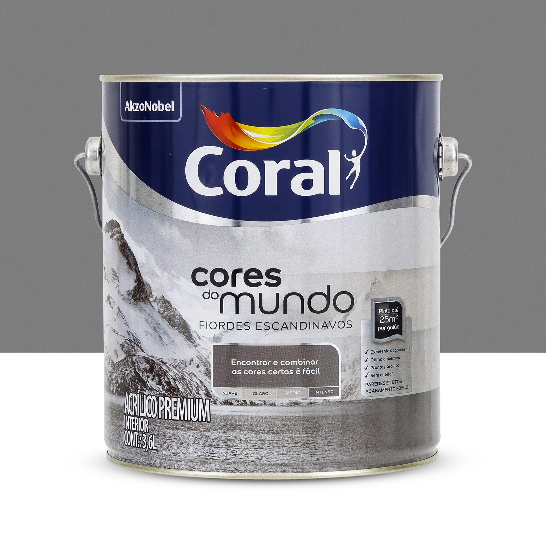 Tinta Acrílica Fosca Pronta para Uso Cores do Mundo Premium Interior Fiordes Escandinavos Intenso 3,6 L Coral