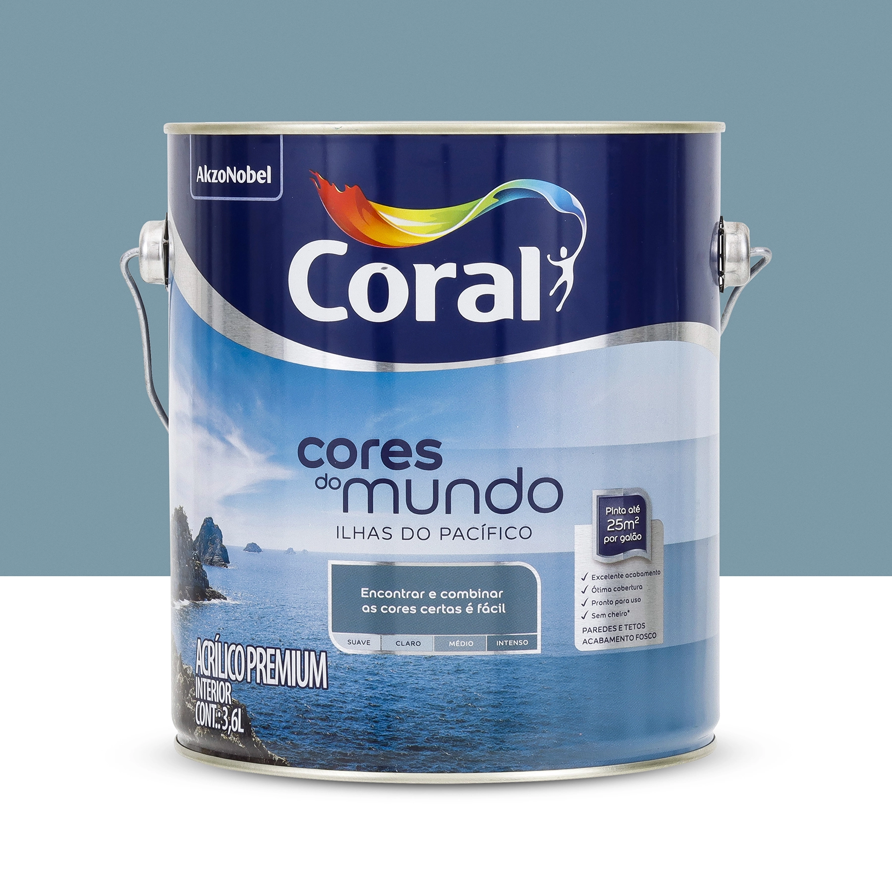 Tinta Acrílica Fosca Pronta para Uso Cores do Mundo Premium Interior Ilhas Do Pacífico Médio 3,6 L Coral
