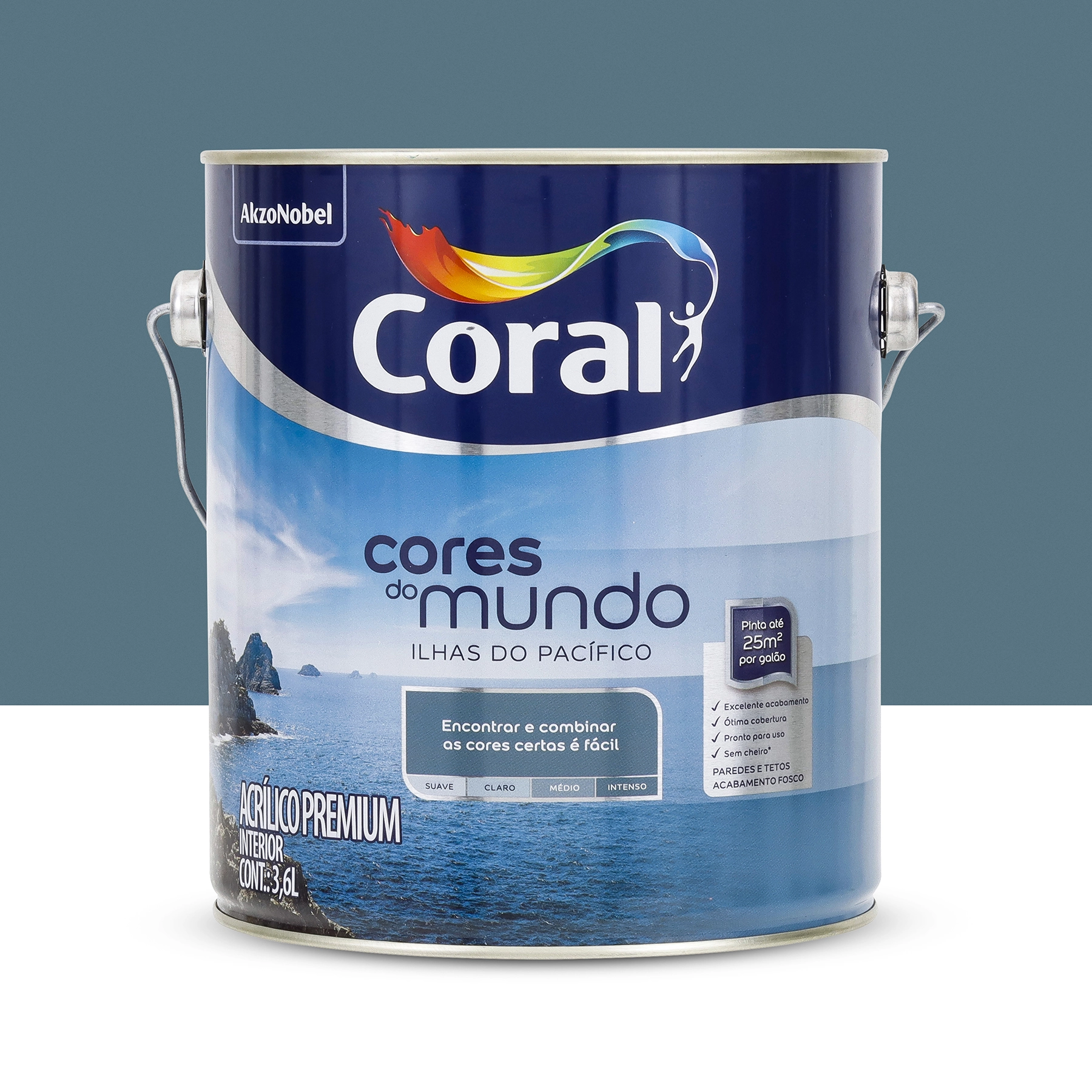 Tinta Acrílica Fosca Pronta para Uso Cores do Mundo Premium Interior Ilhas Do Pacífico Intenso 3,6 L Coral