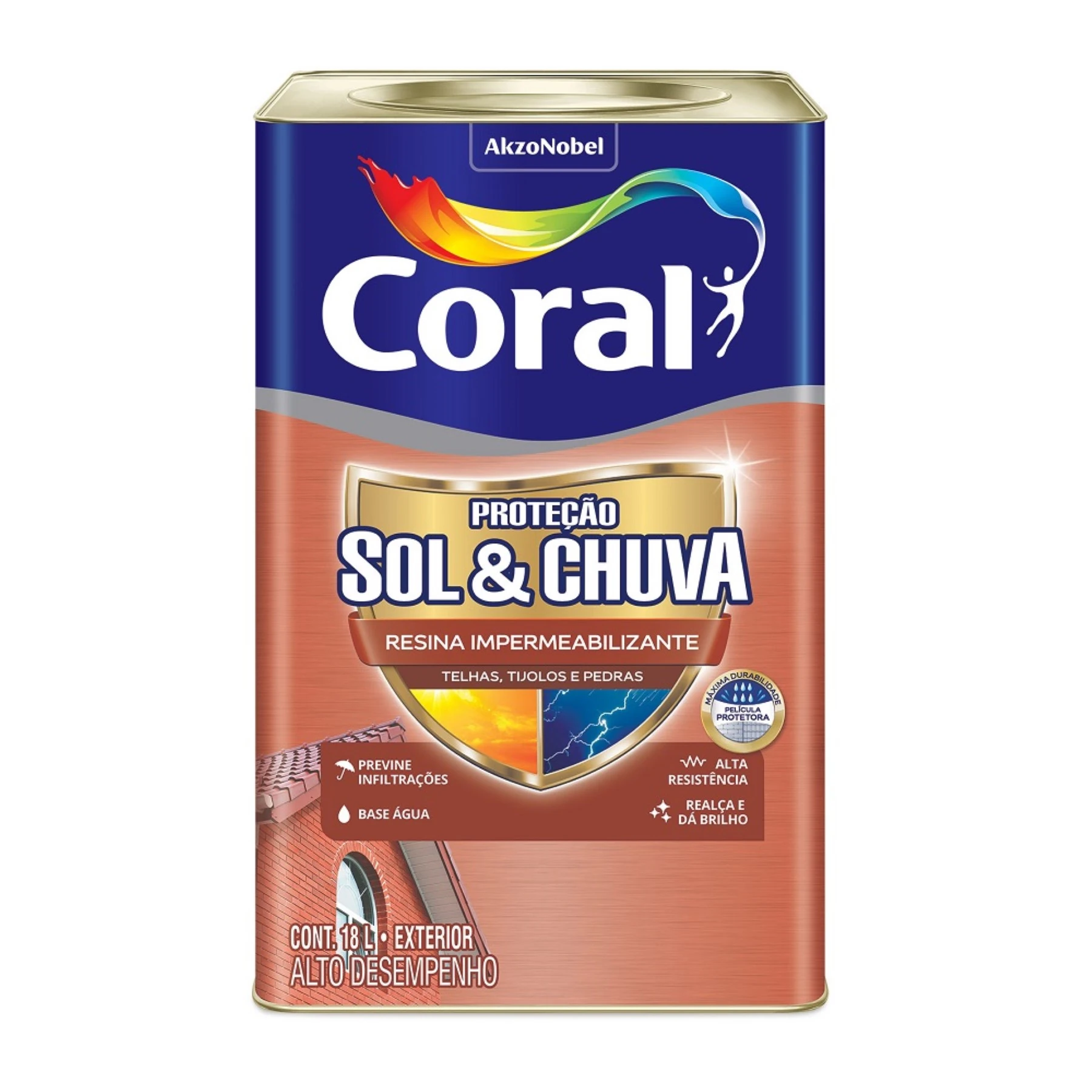 Resina Externas Sol  & Chuva Brilhante 18L Coral
