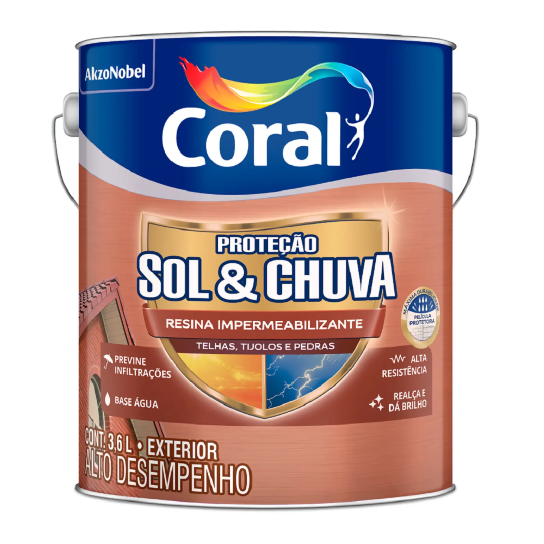 Resina Externas Sol  & Chuva Brilhante 3,6L Coral