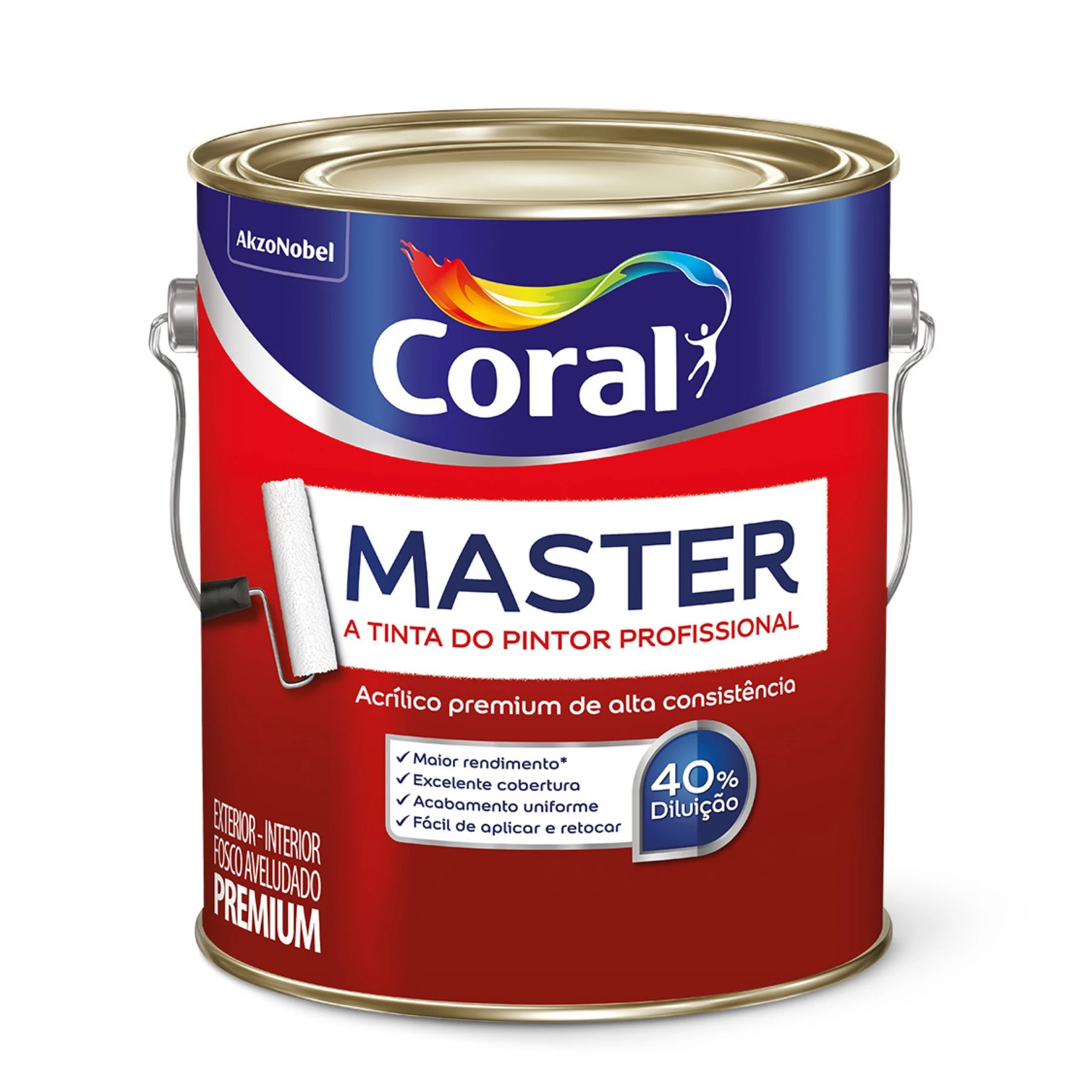 Tinta Acrílica Fosca Aveludado Master Premium Interno e Externo Palha 3,6L Coral
