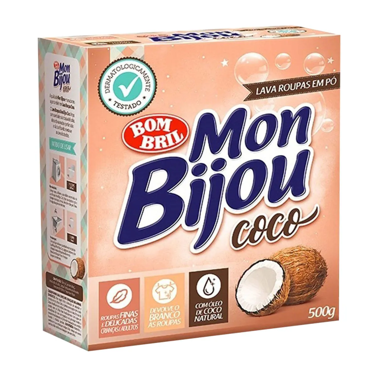 Lava Roupas Pó Coco Mon Bijou Caixa 500g