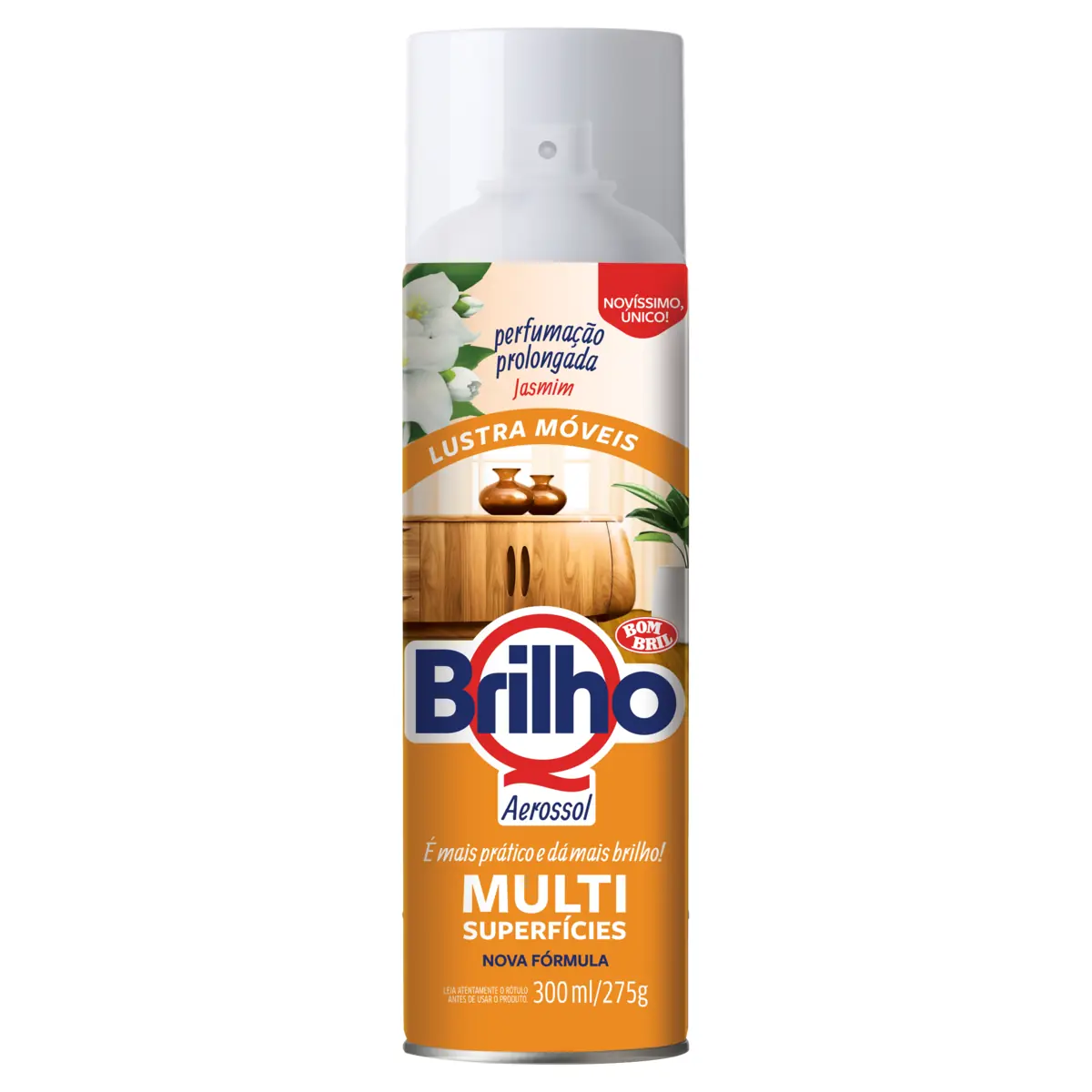 Lustra Móveis Multissuperfícies Aerossol Jasmim Qbrilho Frasco 300ml Spray