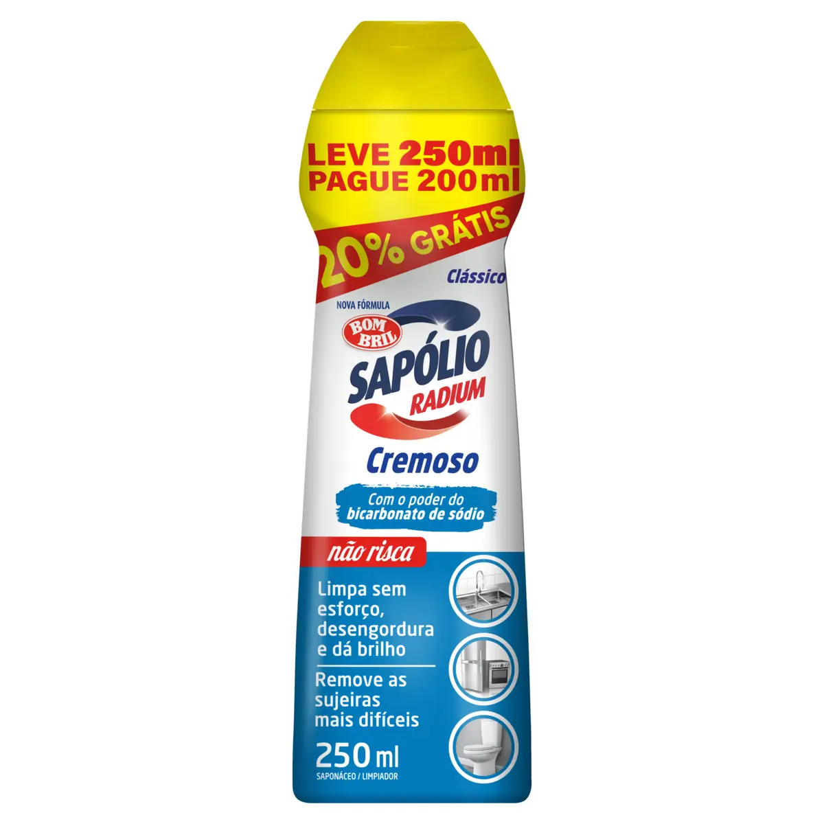 Saponáceo Cremoso Clássico Sapólio Radium Squeeze Leve 250ml Pague 200ml