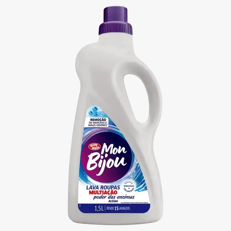 Lava Roupas Líquido Roupas Brancas E Coloridas Action Mon Bijou Multiação Frasco 1,5l