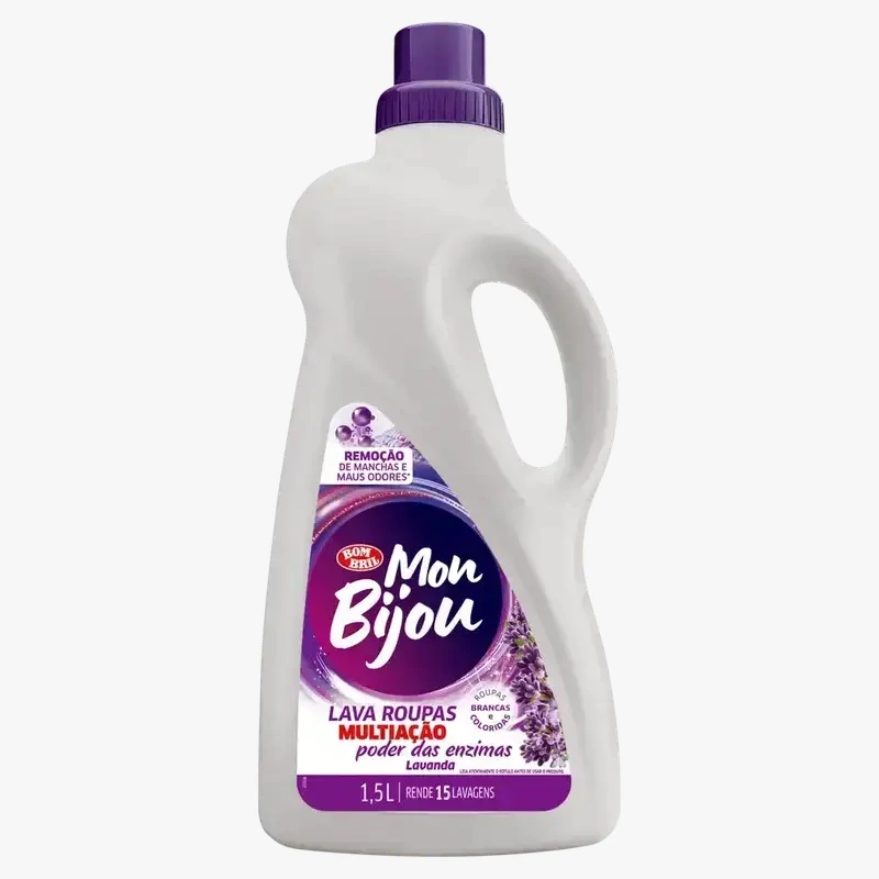 Lava Roupas Líquido Roupas Brancas E Coloridas Lavanda Mon Bijou Multiação Frasco 1,5l