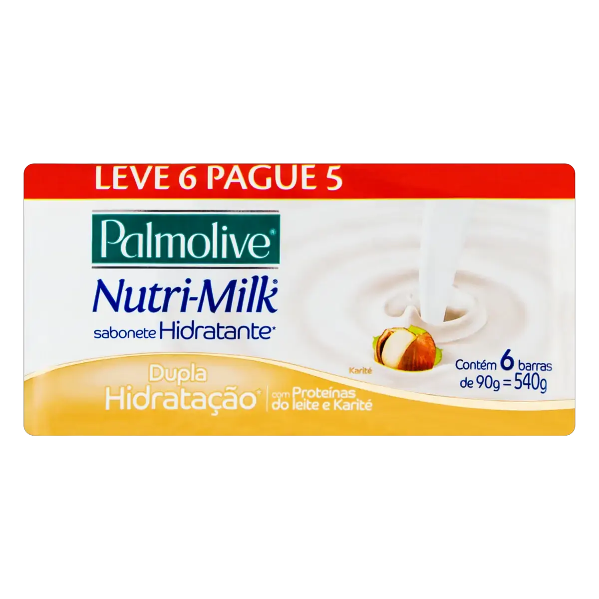 Pack Sabonete Em Barra Hidratante Palmolive Nutri Milk Envoltório 540g Leve 6 Pague 5 Unidades