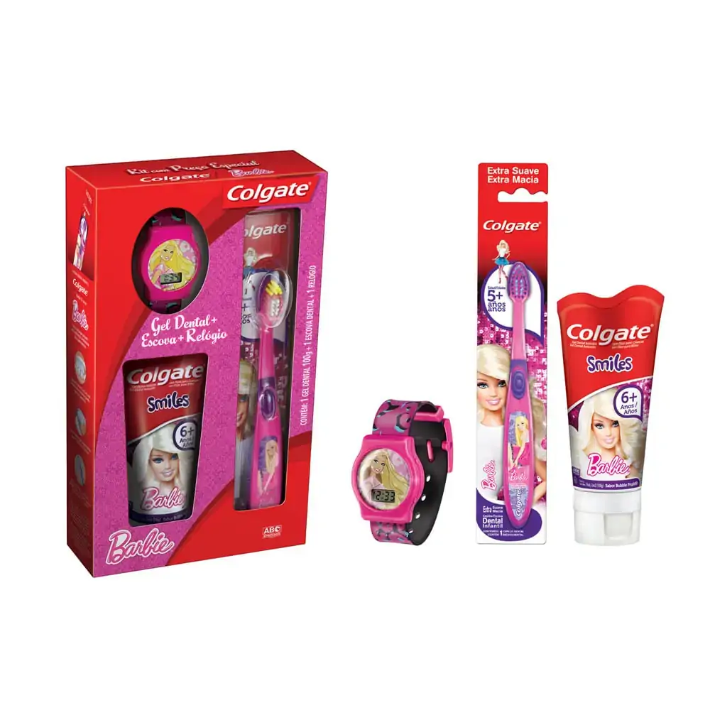 Kit De Gel Dental Escova Dental Relógio Barbie