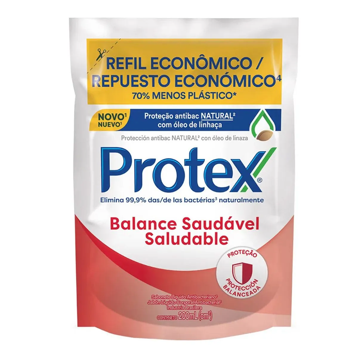 Refil para Sabonete Líquido Antibacteriano Para as Mãos Protex Balance 200 ml