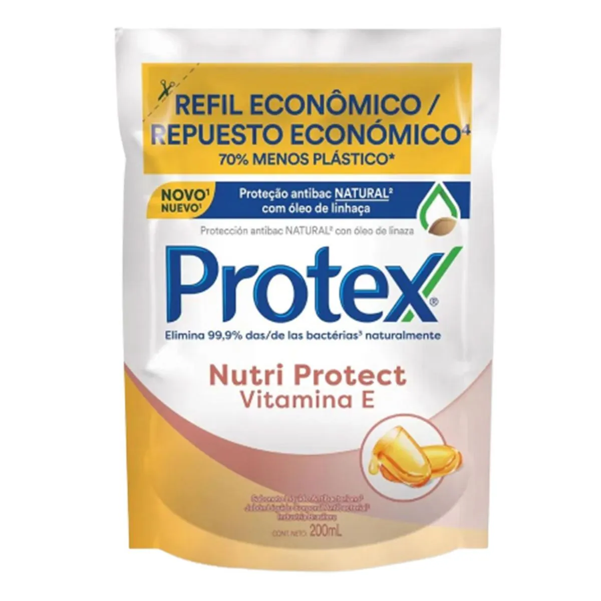 Sabonete Líquido Antibacteriano Para as Mãos Protex Nutri Protect Vitamina E 200ml