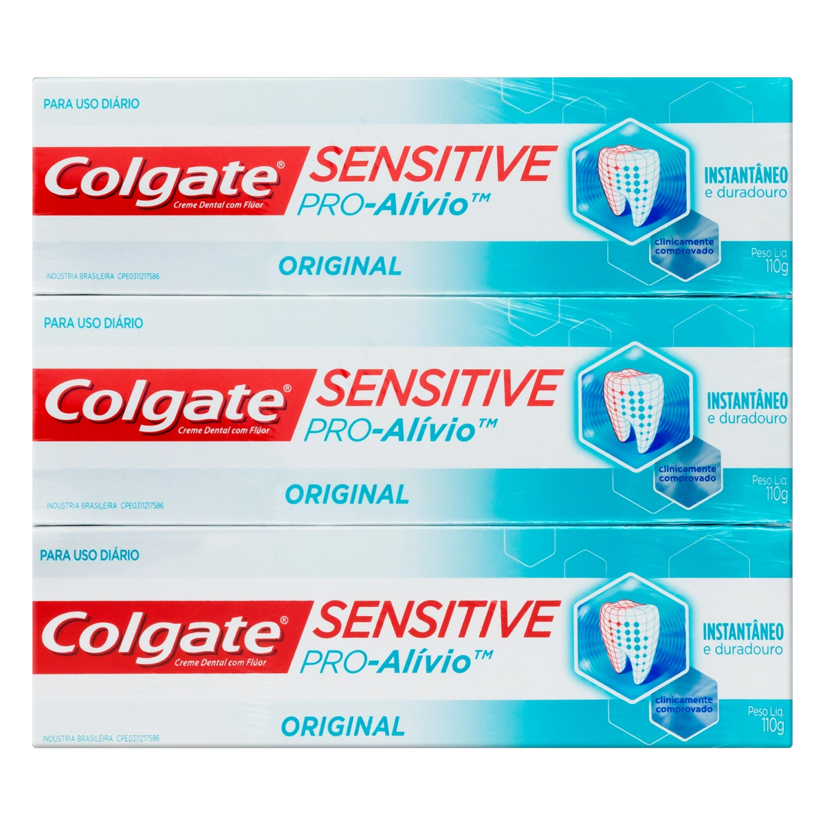 Pack Creme Dental Original Colgate Sensitive Pro Alívio Caixa 3 Unidades 110g Cada