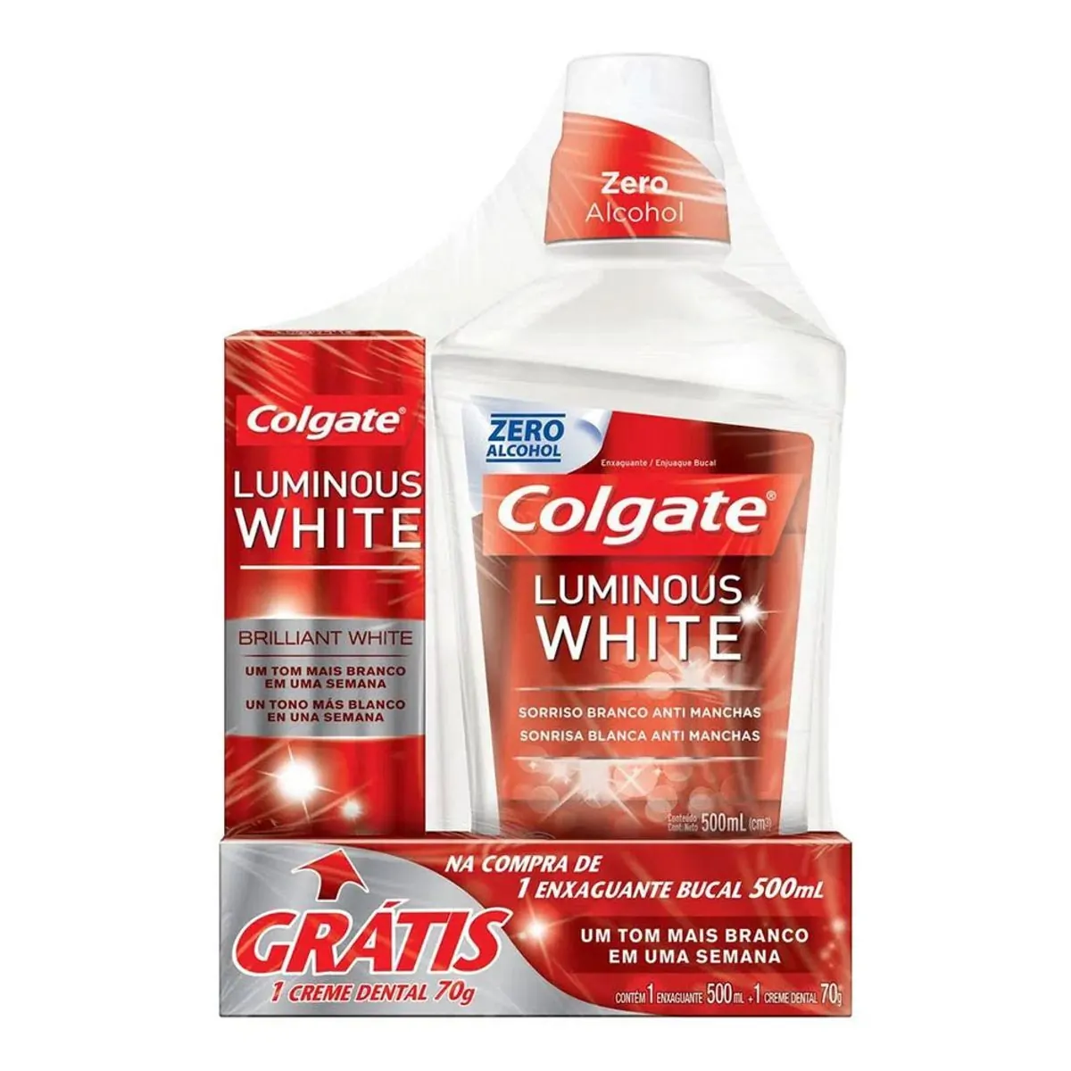 Enxaguante Bucal Para Clareamento Dental Colgate Luminous White 500ml Promo Grátis 1 Creme Dental