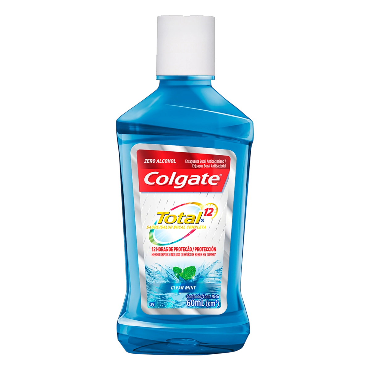 Enxaguante Bucal Antibacteriano Zero álcool Clean Mint Colgate Total 12 Frasco 60ml