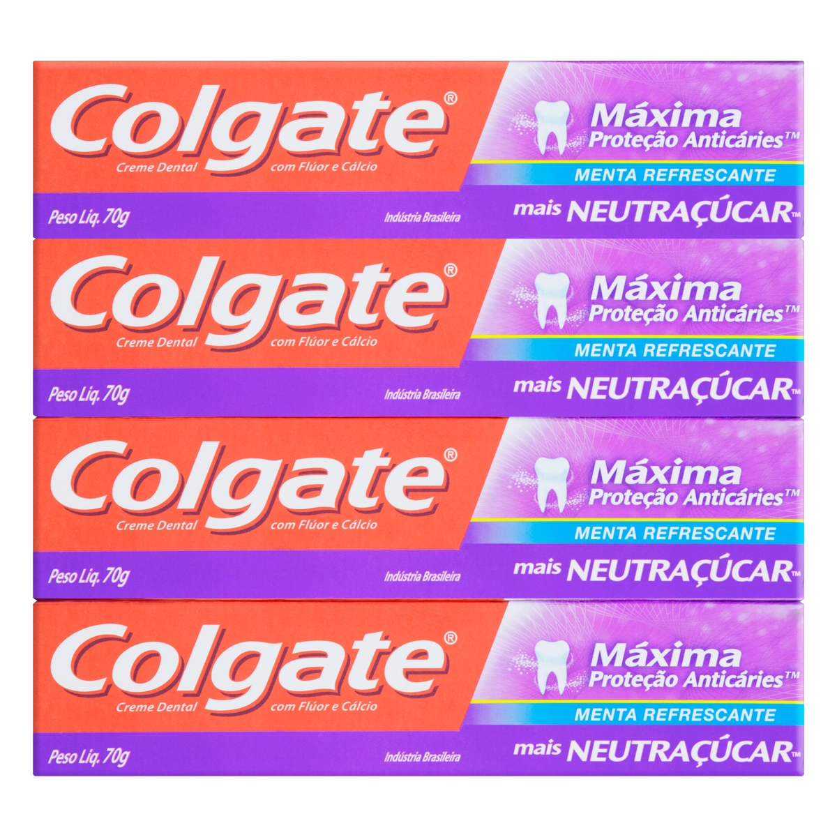 Pack Creme Dental Menta Refrescante Colgate Máxima Proteção Anticáries Caixa 4 Unidades 70g Cada