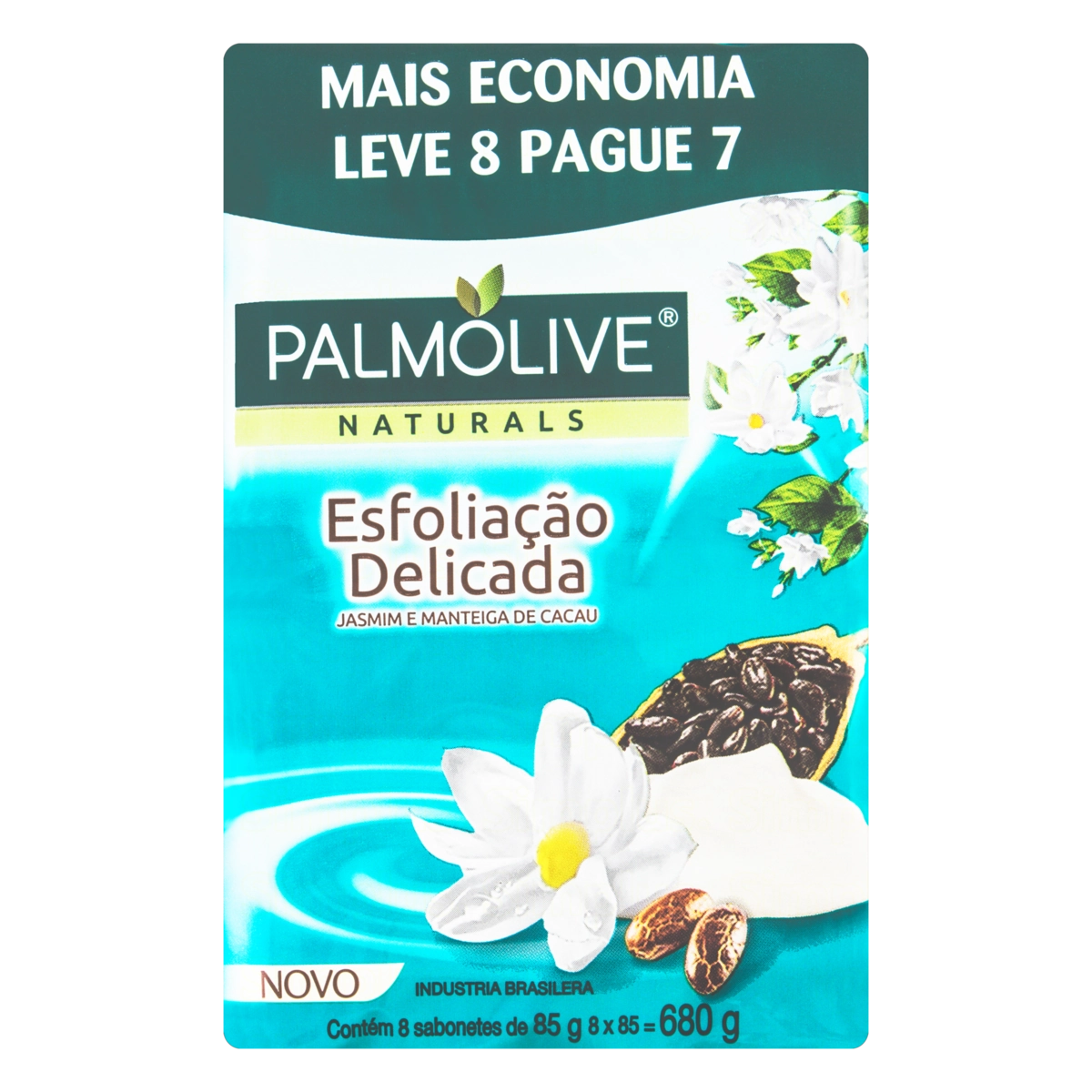 Pack Sabonete Barra Esfoliação Delicada Palmolive Naturals Envoltório 680g Leve 8 Pague 7 Unidades