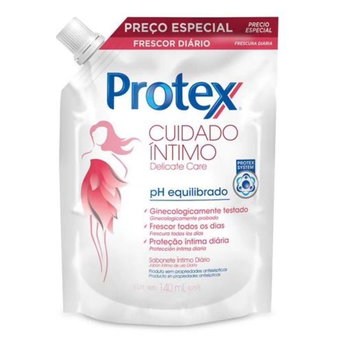 Sabonete Líquido íntimo Delicate Care Protex Cuidado íntimo Sachê 140ml Refil