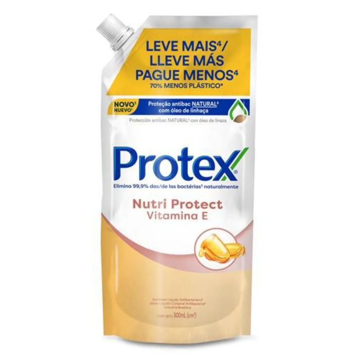 Sabonete Líquido Antibacteriano Protex Vitamina E Sachê 500ml Refil Leve Mais Pague Menos