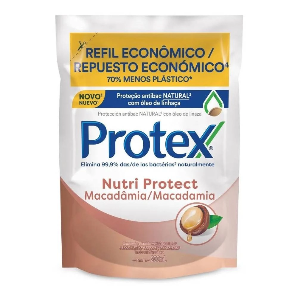 Sabonete Líquido Antibacteriano Argan Protex Pro Hidrata Sachê 200ml Refil